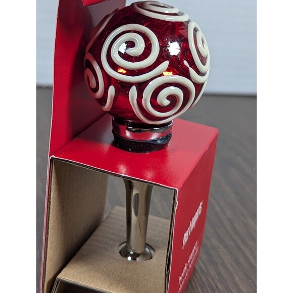 PIER 1 IMPORTS Christmas Ornament Bottle Stopper Res White Glass Silver Holiday - Picture 4 of 5